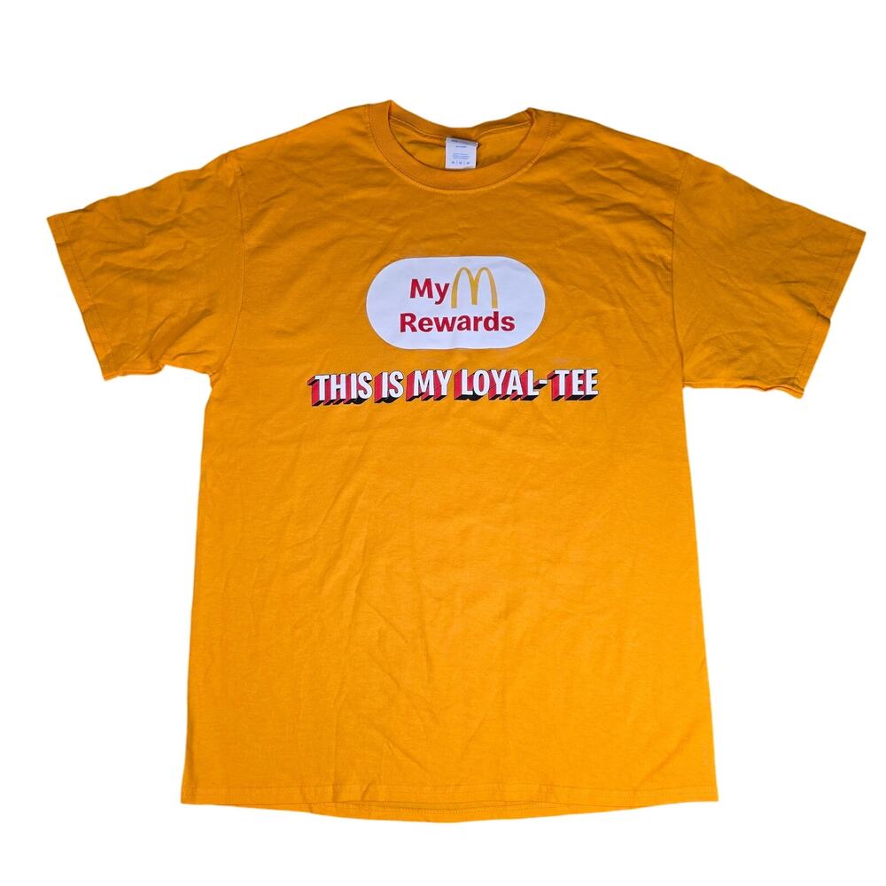 McDonald’s My Rewards "Loyal-Tee" T-Shirt Medium Yellow Crew Neck Port & Company
